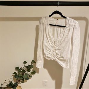 Free People Cropped Pleated Blouse